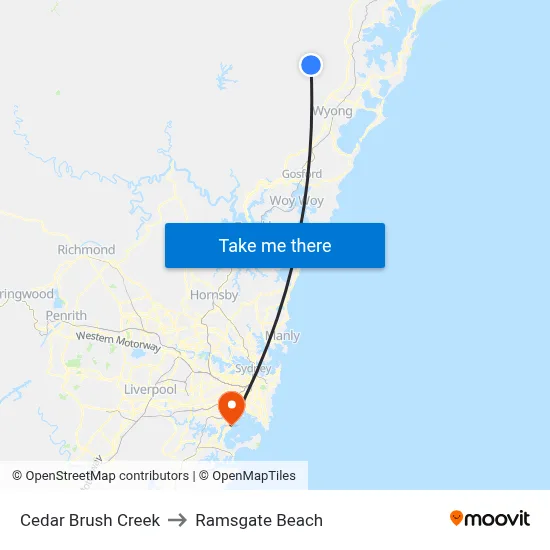 Cedar Brush Creek to Ramsgate Beach map