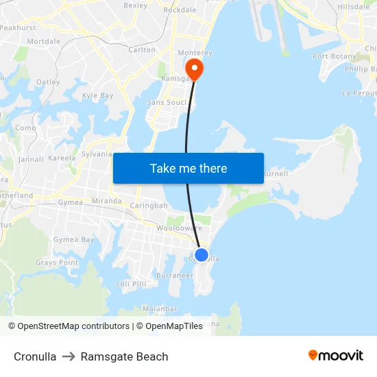 Cronulla to Ramsgate Beach map