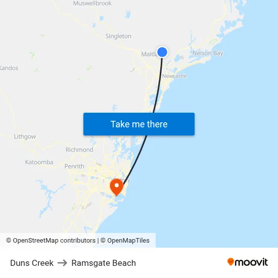 Duns Creek to Ramsgate Beach map