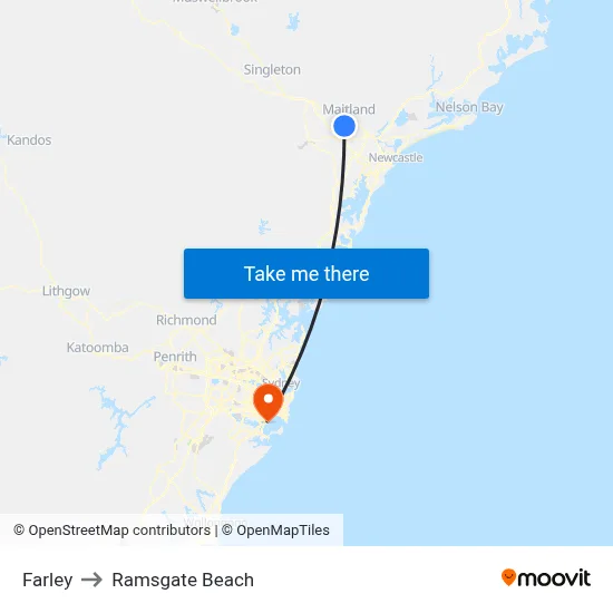 Farley to Ramsgate Beach map