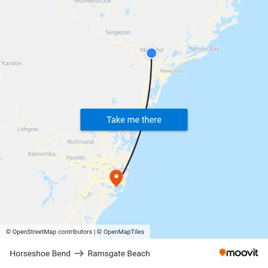 Horseshoe Bend to Ramsgate Beach map