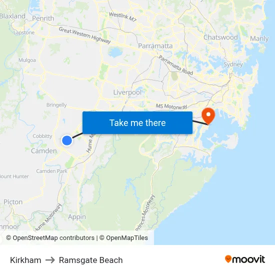 Kirkham to Ramsgate Beach map