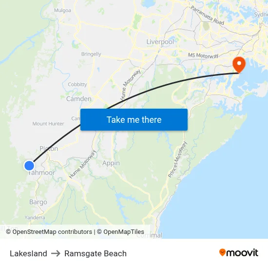 Lakesland to Ramsgate Beach map