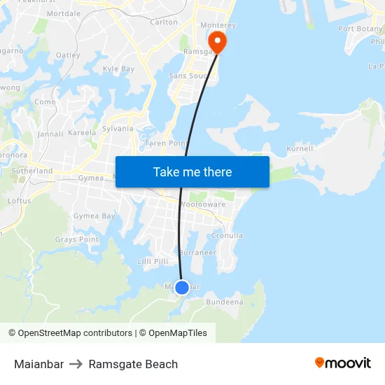 Maianbar to Ramsgate Beach map