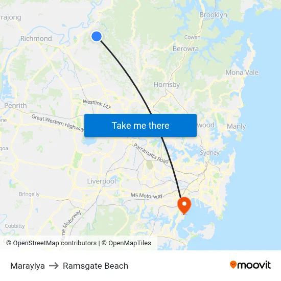 Maraylya to Ramsgate Beach map