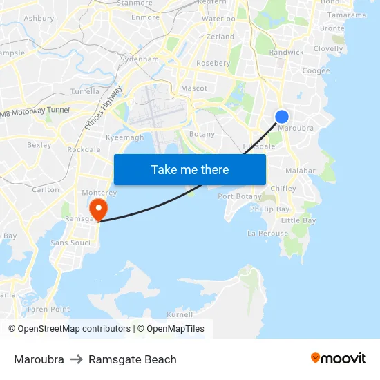 Maroubra to Ramsgate Beach map