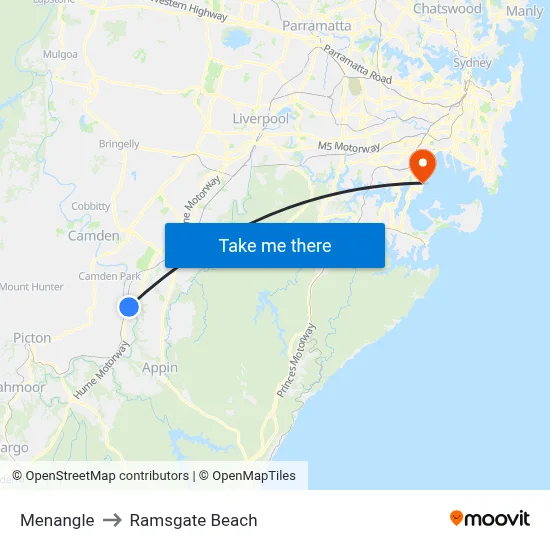 Menangle to Ramsgate Beach map