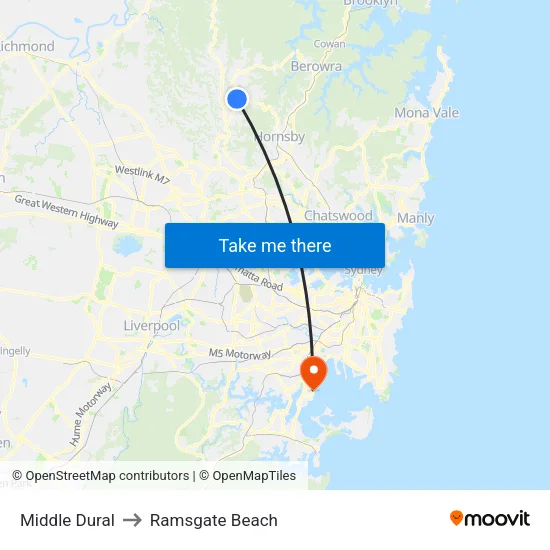 Middle Dural to Ramsgate Beach map
