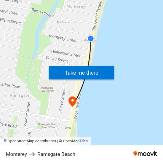 Monterey to Ramsgate Beach map