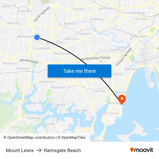 Mount Lewis to Ramsgate Beach map