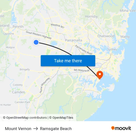 Mount Vernon to Ramsgate Beach map