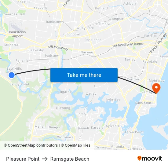 Pleasure Point to Ramsgate Beach map