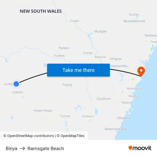 Binya to Ramsgate Beach map