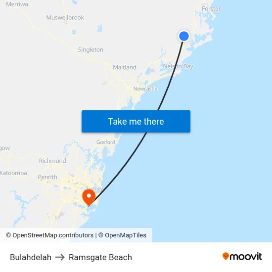 Bulahdelah to Ramsgate Beach map