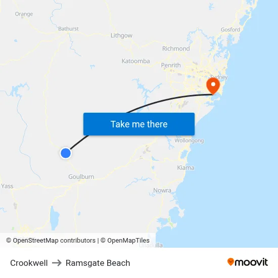 Crookwell to Ramsgate Beach map
