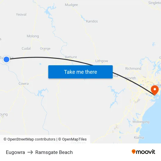 Eugowra to Ramsgate Beach map