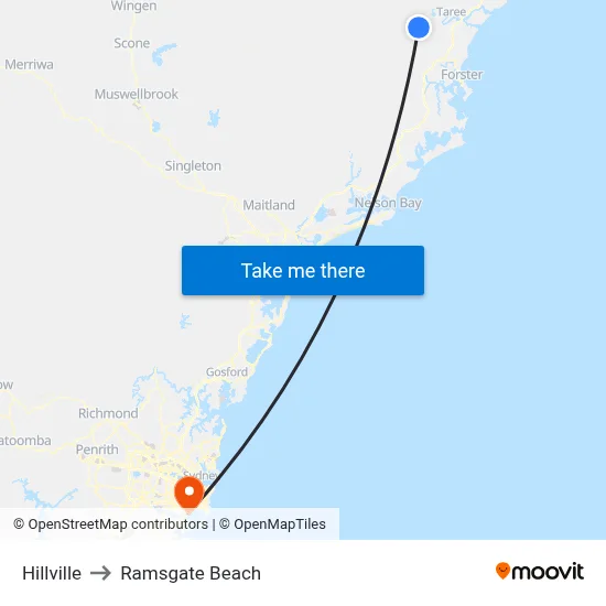 Hillville to Ramsgate Beach map