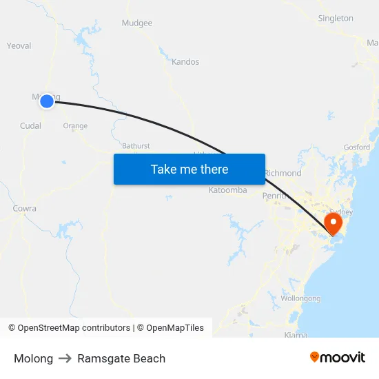 Molong to Ramsgate Beach map