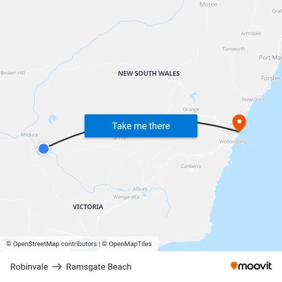 Robinvale to Ramsgate Beach map