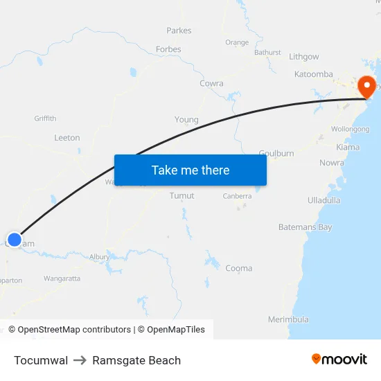 Tocumwal to Ramsgate Beach map