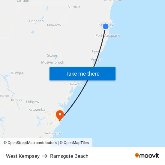 West Kempsey to Ramsgate Beach map