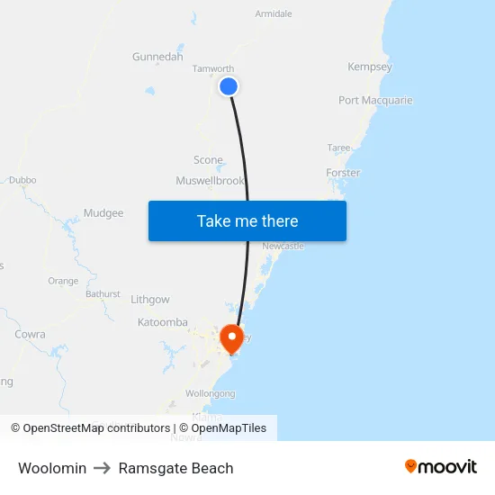Woolomin to Ramsgate Beach map