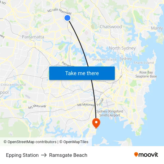 Epping Station to Ramsgate Beach map