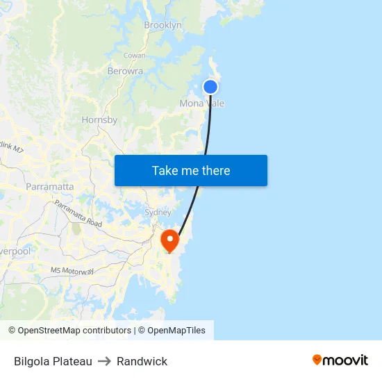 Bilgola Plateau to Randwick map