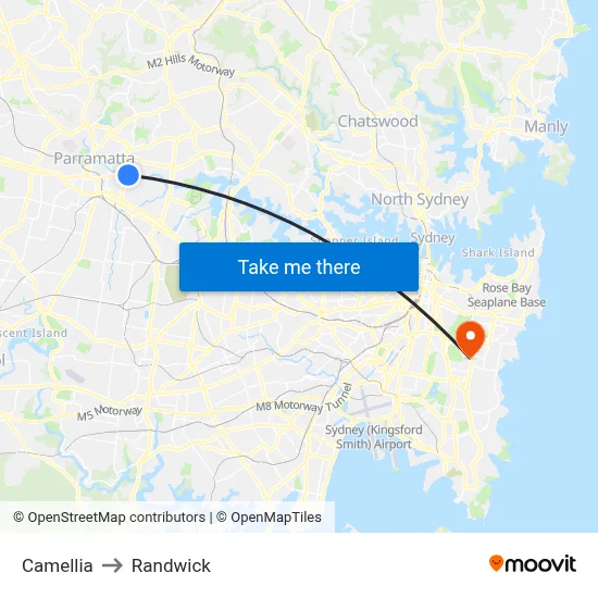 Camellia to Randwick map