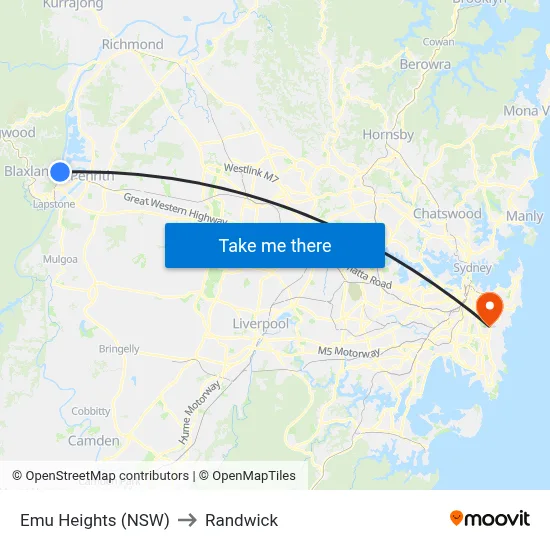 Emu Heights (NSW) to Randwick map