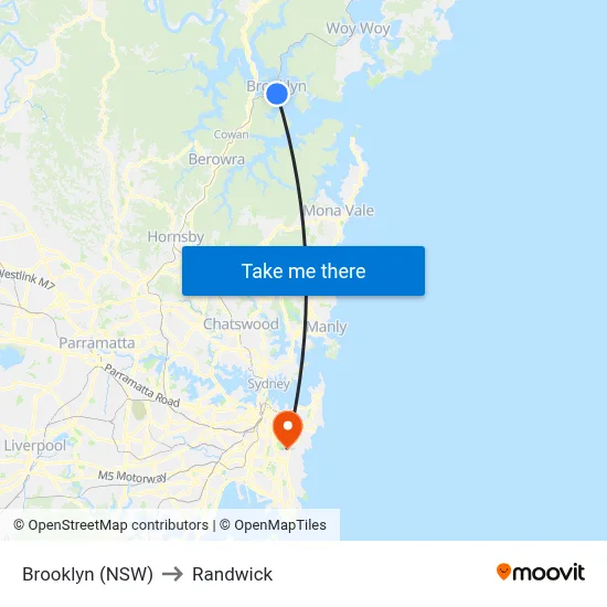 Brooklyn (NSW) to Randwick map