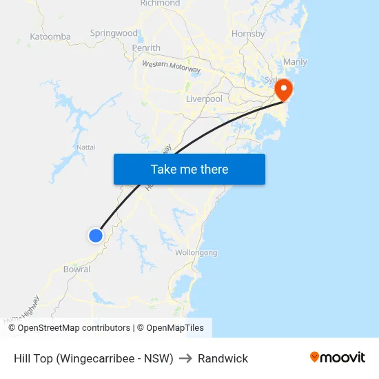 Hill Top (Wingecarribee - NSW) to Randwick map