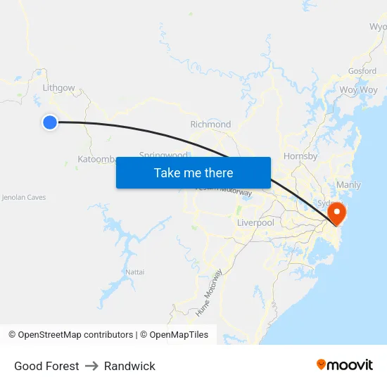 Good Forest to Randwick map