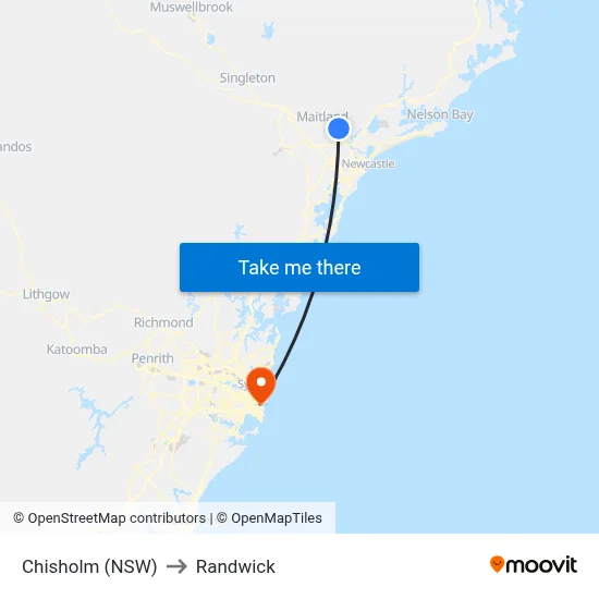 Chisholm (NSW) to Randwick map