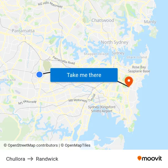 Chullora to Randwick map
