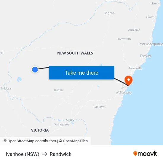 Ivanhoe (NSW) to Randwick map