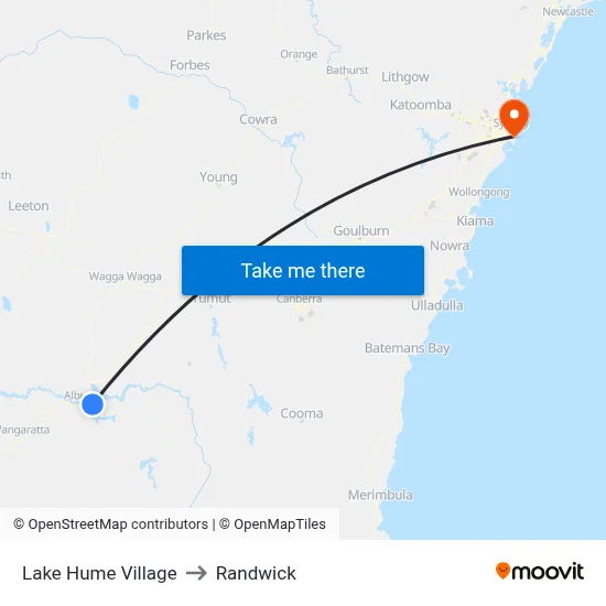 Lake Hume Village to Randwick map