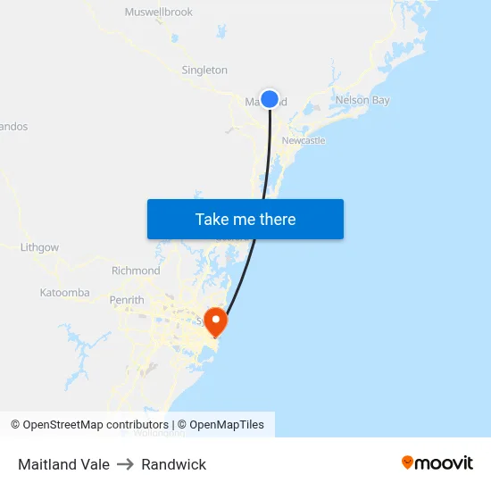 Maitland Vale to Randwick map