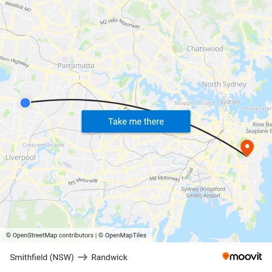 Smithfield (NSW) to Randwick map