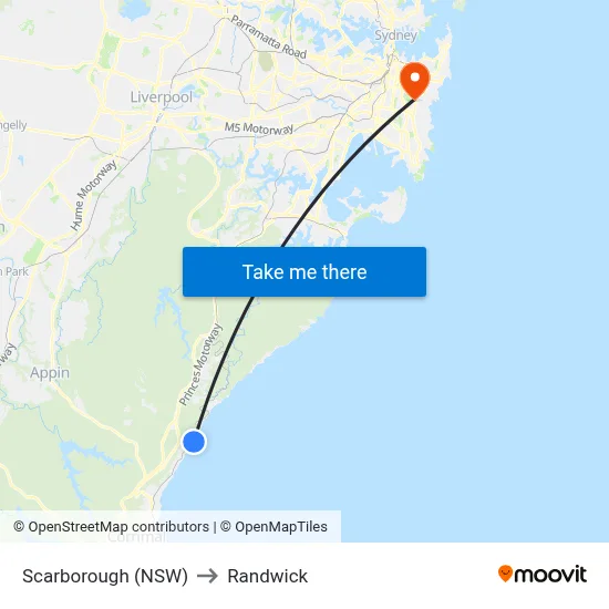 Scarborough (NSW) to Randwick map