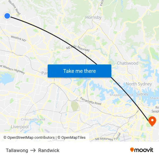 Tallawong to Randwick map