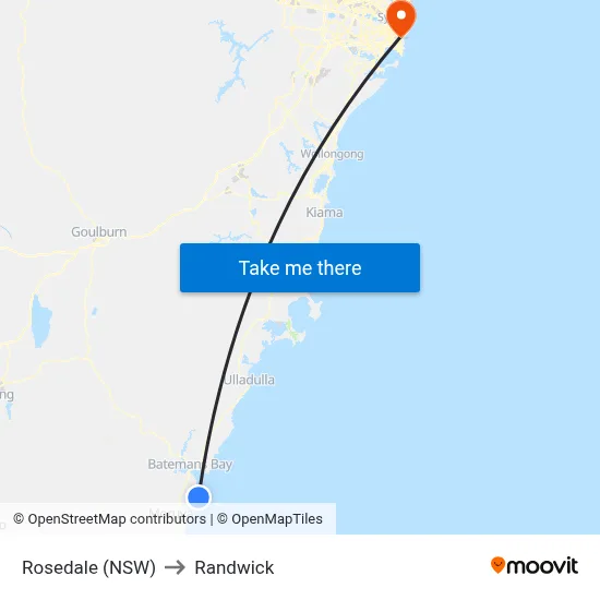 Rosedale (NSW) to Randwick map