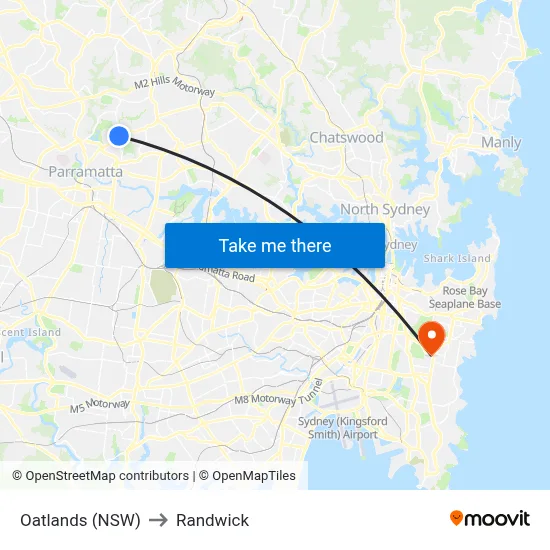 Oatlands (NSW) to Randwick map