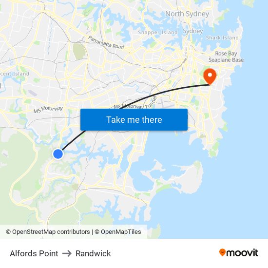 Alfords Point to Randwick map