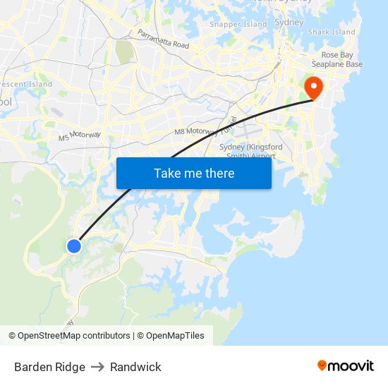 Barden Ridge to Randwick map