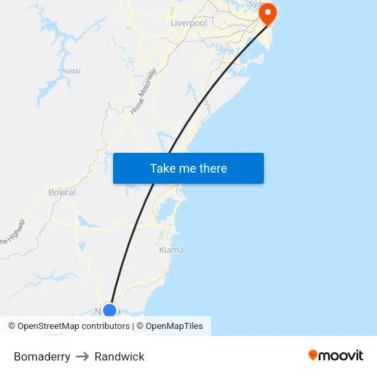 Bomaderry to Randwick map