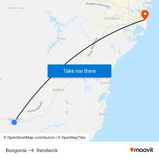 Bungonia to Randwick map