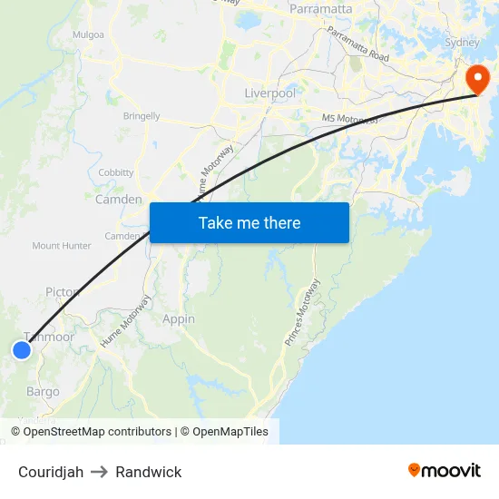 Couridjah to Randwick map