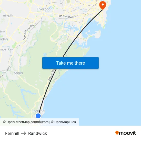 Fernhill to Randwick map