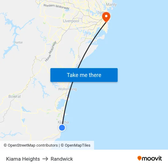 Kiama Heights to Randwick map